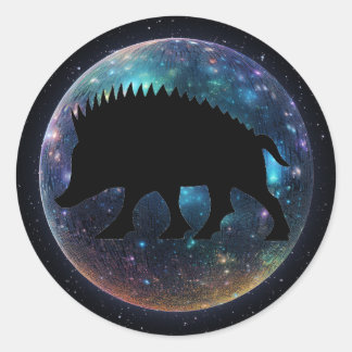 Pictish Boar Space Orb Ronde Sticker