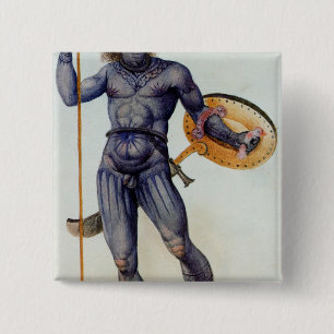 Pictish Man Holding a Shield Vierkante Button 5,1 Cm