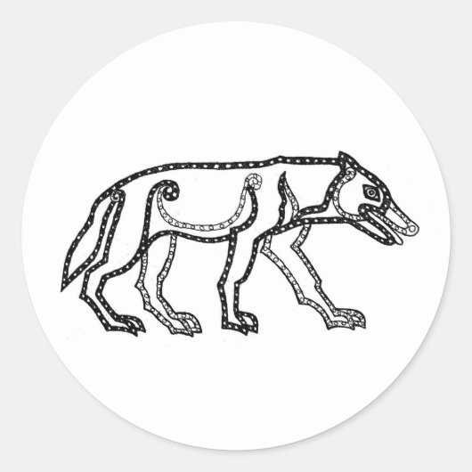 Pictish Wolf Ronde Sticker (Voorkant)