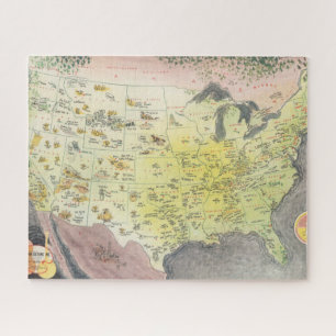 Pictografische kaart van Amerika - Cartoon schetse Legpuzzel