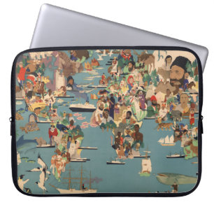 Pictografische kaart van de wereld laptop sleeve