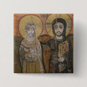 Pictogram dat Abbott Mena met Christus afschildert Vierkante Button 5,1 Cm