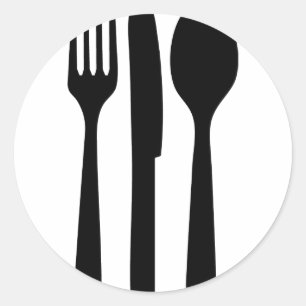 pictogram met vorkmeslepel ronde sticker
