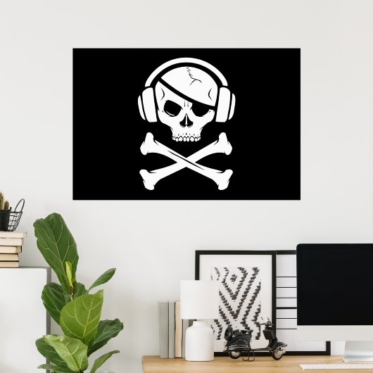 Pictogram Music Pirate Piracy anti-riaa Poster (Thuiskantoor)