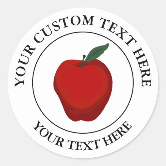 Pictogram rode Apple Custom Text Logo Ronde Sticker (Voorkant)