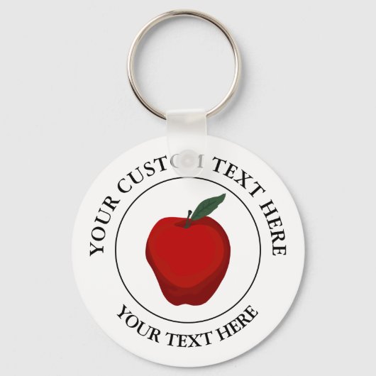 Pictogram rode Apple Custom Text Logo Sleutelhanger (Voorkant)