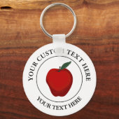 Pictogram rode Apple Custom Text Logo Sleutelhanger (Voorkant)