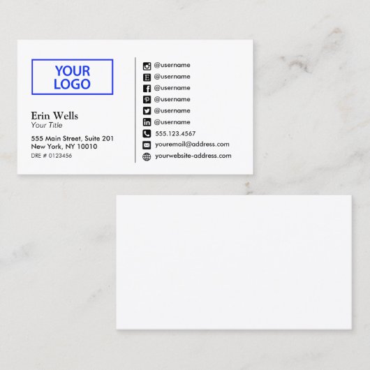 Pictogram Sociale media Voeg uw Logo-netwerk toe Visitekaartje (Voorkant / Achterkant)