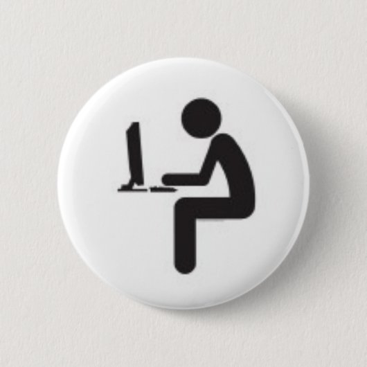 Pictogram voor computergebruiker ronde button 5,7 cm (Voorkant)
