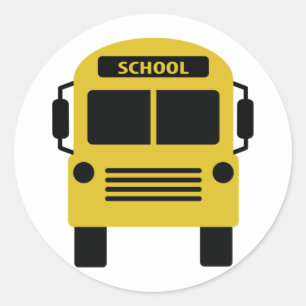 pictogram voor gele schoolbus ronde sticker
