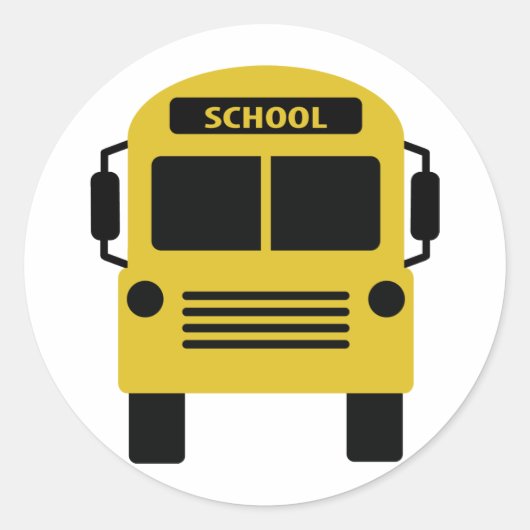 pictogram voor gele schoolbus ronde sticker (Voorkant)