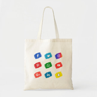 Pictogram voor sociale media tote bag