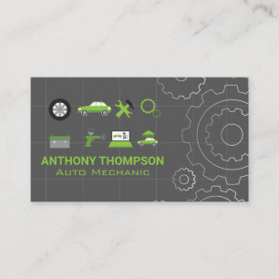 Pictogrammen voor Autoreparatie Mechanische Onde Visitekaartje