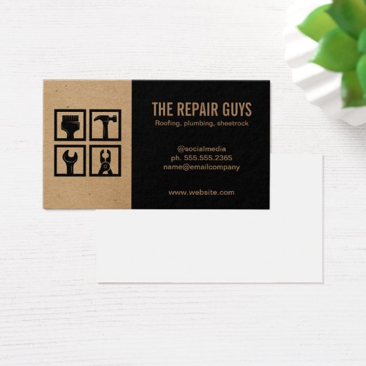Pictogrammen voor thuisreparatie | Klusjesman Visitekaartje (Bureau)