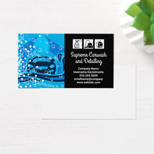 Pictogrammen voor wasprogramma's voor auto's | Bub Visitekaartje (Bureau)