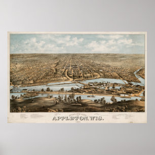  Pictorial Map of Appleton WI (1874) Poster