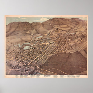 Pictorial Map of Aspen CO (1893) Poster