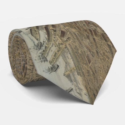 Pictorial Map of Boston (1870) (2) Stropdas (Opgerold)