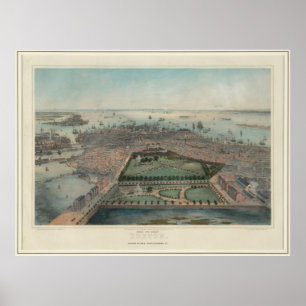 Pictorial Map of Boston MA (1850) Poster