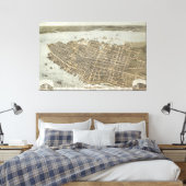 Pictorial Map of Charleston (1872) Canvas Afdruk (Insitu (Slaapkamer))