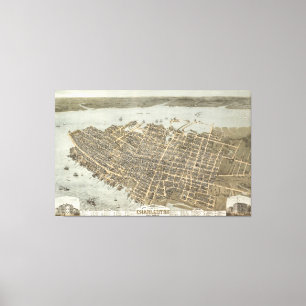 Pictorial Map of Charleston (1872) Canvas Afdruk