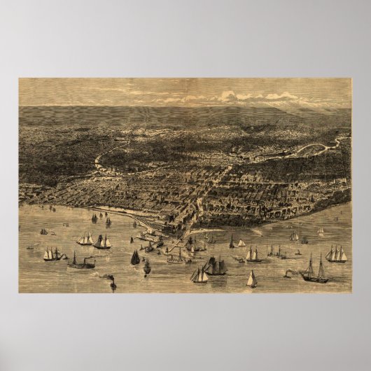  Pictorial Map of Chicago (1871) Poster (Voorkant)