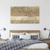 Pictorial Map of Cleveland (1877) Canvas Afdruk (Insitu (Slaapkamer))