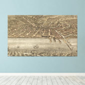 Pictorial Map of Cleveland (1877) Canvas Afdruk (Insitu (Houten vloer))