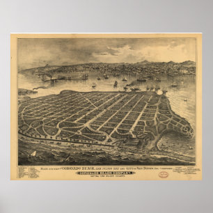  Pictorial Map of Coronado Beach (1880) Poster