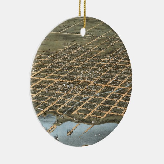 Pictorial Map of Erie Pennsylvania (1870) Keramisch Ornament (Rechts)