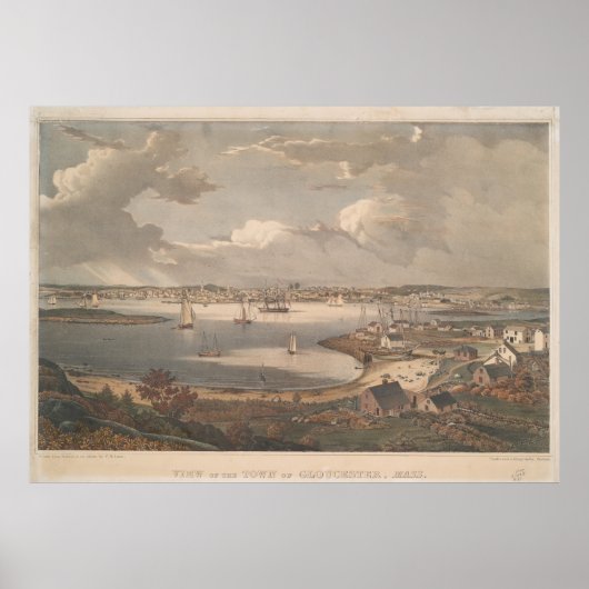 Pictorial Map of Gloucester MA (1836) Poster (Voorkant)