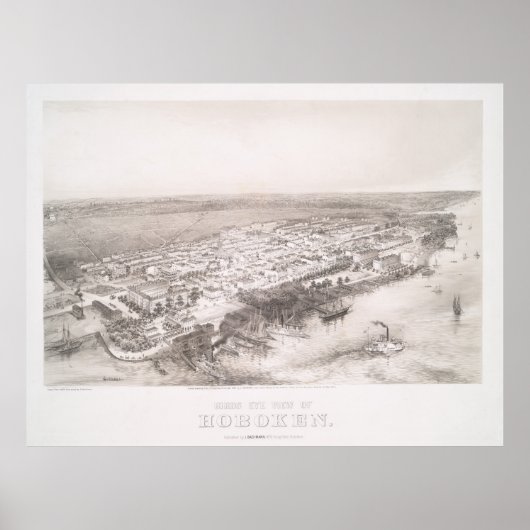 Pictorial Map of Hoboken NJ (1860) Poster (Voorkant)