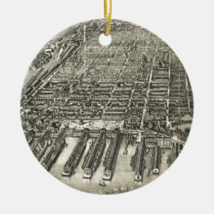  Pictorial Map of Hoboken NJ (1904) Keramisch Ornament