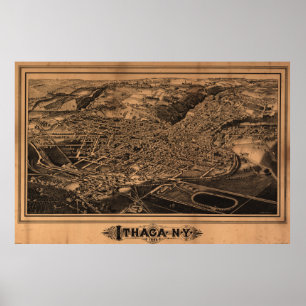  Pictorial Map of Ithaca New York (1882) Poster