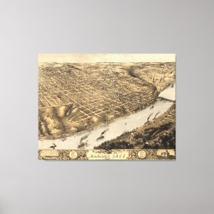 Pictorial Map of Kansas City (1869) Canvas Afdruk