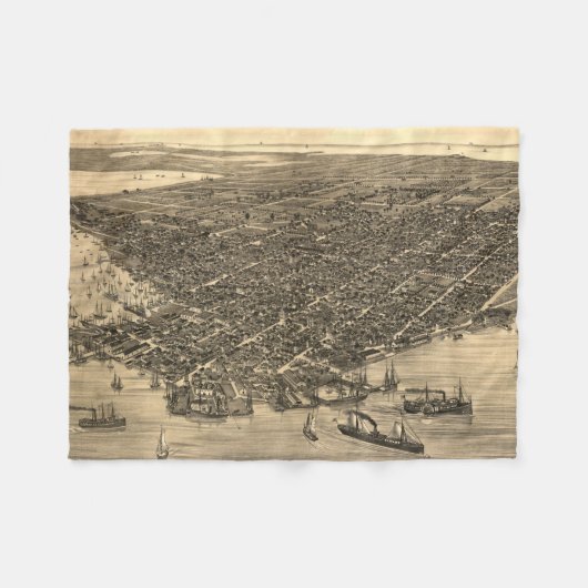  Pictorial Map of Key West FL (1884) Fleece Deken (Voorkant (Horizontaal))