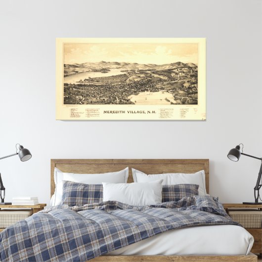 Pictorial Map of Meredith NH (1899) Canvas Afdruk (Insitu (Slaapkamer))