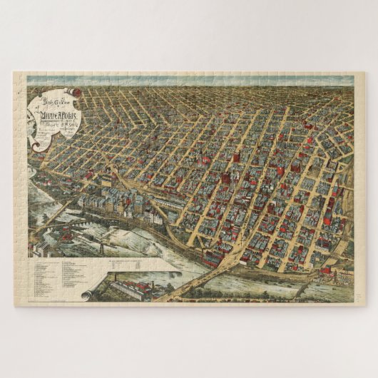  Pictorial Map of Minneapolis MN (1891) Legpuzzel (Horizontaal)