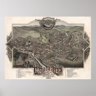  Pictorial Map of Montpelier Vermont (1884) Poster