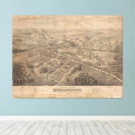 Pictorial Map of Morristown NJ (1876) Canvas Afdruk (Insitu (Houten vloer))