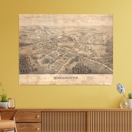 Pictorial Map of Morristown NJ (1876) Canvas Afdruk (Insitu (Woonkamer))