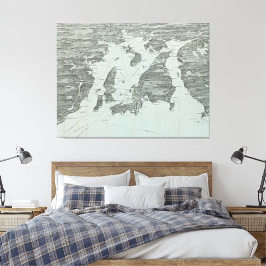 Pictorial Map of Narragansett Bay (1907) Canvas Afdruk (Insitu (Slaapkamer))