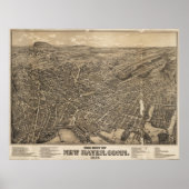 Pictorial Map of New Haven CT (1879) Poster (Voorkant)