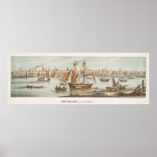  Pictorial Map of New Orleans LA (1854) Poster