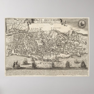  Pictorial Map of New York City (1672) Poster