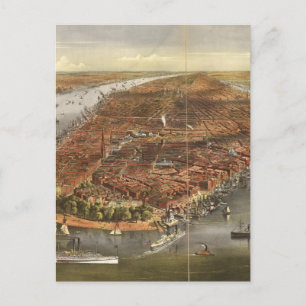  Pictorial Map of New York City (1870) Briefkaart