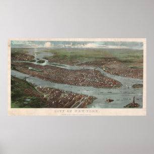  Pictorial Map of New York City (1879) 3 Poster