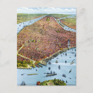  Pictorial Map of New York City (1879) Briefkaart