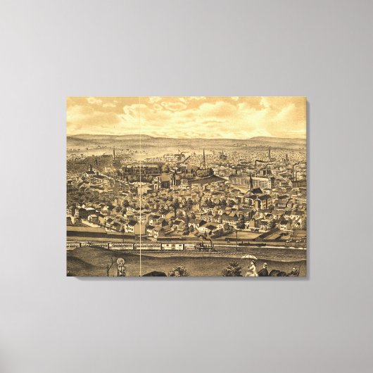 Pictorial Map of Paterson NJ (1880) Canvas Afdruk (Voorkant)