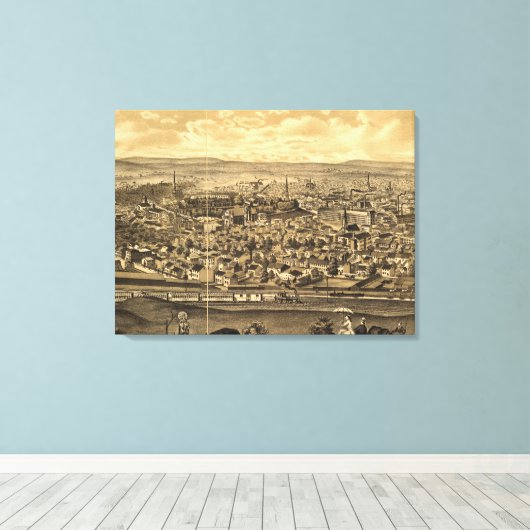 Pictorial Map of Paterson NJ (1880) Canvas Afdruk (Insitu (Houten vloer))
